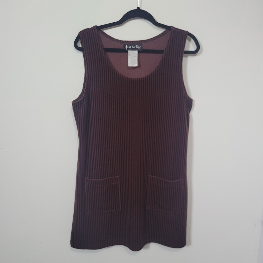 All That Jazz Size 13 Jumper Dress Womens Burgundy Corduroy Sleeveless 90s Retro